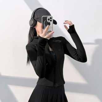 하이넥 신축성 트레이닝 부드러운 기모 겨울 자켓 슬림핏 운동 헬스 집업 여성