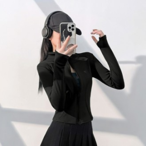 하이넥 신축성 트레이닝 부드러운 기모 겨울 자켓 슬림핏 운동 헬스 집업 여성